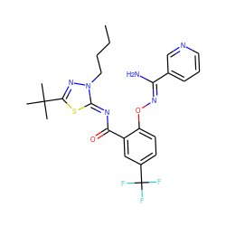 CCCCn1nc(C(C)(C)C)s/c1=N\C(=O)c1cc(C(F)(F)F)ccc1O/N=C(\N)c1cccnc1 ZINC000113479229