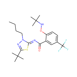 CCCCn1nc(C(C)(C)C)s/c1=N\C(=O)c1cc(C(F)(F)F)ccc1ONC(C)(C)C ZINC000113479166