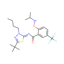 CCCCn1nc(C(C)(C)C)s/c1=N\C(=O)c1cc(C(F)(F)F)ccc1ONC(C)C ZINC000113478211