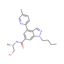 CCCCn1ncc2c(-c3ccc(C)cn3)cc(C(=O)N[C@@H](C)CO)cc21 ZINC000142229449