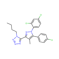 CCCCn1nnnc1-c1nn(-c2ccc(Cl)cc2Cl)c(-c2ccc(Cl)cc2)c1C ZINC000029124894