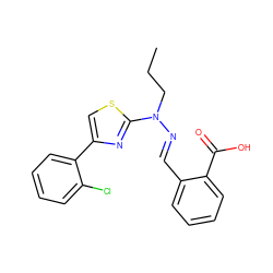 CCCN(/N=C/c1ccccc1C(=O)O)c1nc(-c2ccccc2Cl)cs1 ZINC001772611091