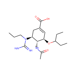 CCCN(C(=N)N)[C@H]1CC(C(=O)O)=C[C@@H](OC(CC)CC)[C@@H]1NC(C)=O ZINC000299832248