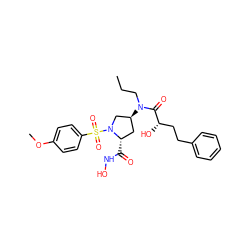 CCCN(C(=O)[C@@H](O)CCc1ccccc1)[C@H]1C[C@H](C(=O)NO)N(S(=O)(=O)c2ccc(OC)cc2)C1 ZINC000027554086