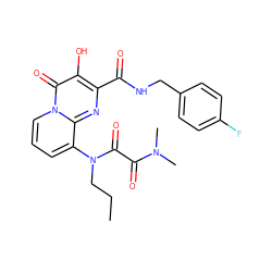 CCCN(C(=O)C(=O)N(C)C)c1cccn2c(=O)c(O)c(C(=O)NCc3ccc(F)cc3)nc12 ZINC000040972339