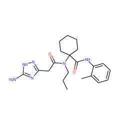 CCCN(C(=O)Cc1n[nH]c(N)n1)C1(C(=O)Nc2ccccc2C)CCCCC1 ZINC000008680296