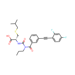 CCCN(C(=O)N[C@@H](CSCC(C)C)C(=O)O)C(=O)c1cccc(C#Cc2ccc(F)cc2F)c1 ZINC000098209596