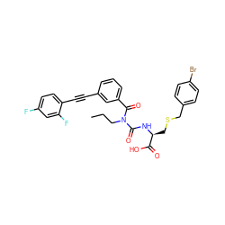 CCCN(C(=O)N[C@@H](CSCc1ccc(Br)cc1)C(=O)O)C(=O)c1cccc(C#Cc2ccc(F)cc2F)c1 ZINC000098209598