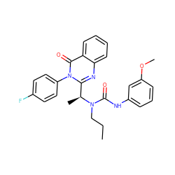 CCCN(C(=O)Nc1cccc(OC)c1)[C@@H](C)c1nc2ccccc2c(=O)n1-c1ccc(F)cc1 ZINC000035038908