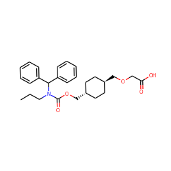 CCCN(C(=O)OC[C@H]1CC[C@H](COCC(=O)O)CC1)C(c1ccccc1)c1ccccc1 ZINC001772645235