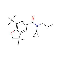 CCCN(C(=O)c1cc(C(C)(C)C)c2c(c1)C(C)(C)CO2)C1CC1 ZINC000027102337