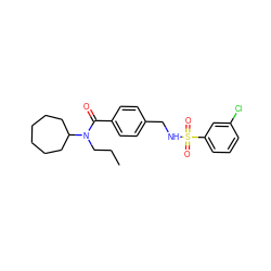 CCCN(C(=O)c1ccc(CNS(=O)(=O)c2cccc(Cl)c2)cc1)C1CCCCCC1 ZINC000043059321