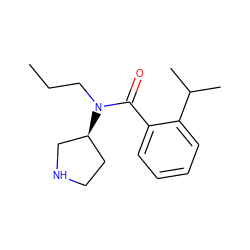 CCCN(C(=O)c1ccccc1C(C)C)[C@H]1CCNC1 ZINC000043010637