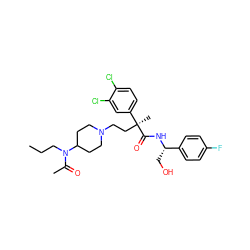 CCCN(C(C)=O)C1CCN(CC[C@](C)(C(=O)N[C@@H](CO)c2ccc(F)cc2)c2ccc(Cl)c(Cl)c2)CC1 ZINC000043203082