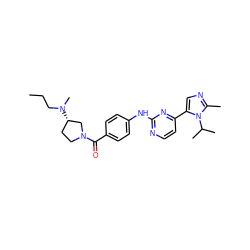 CCCN(C)[C@H]1CCN(C(=O)c2ccc(Nc3nccc(-c4cnc(C)n4C(C)C)n3)cc2)C1 ZINC000040394291