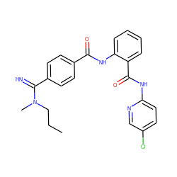 CCCN(C)C(=N)c1ccc(C(=O)Nc2ccccc2C(=O)Nc2ccc(Cl)cn2)cc1 ZINC000040975677