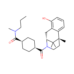 CCCN(C)C(=O)[C@H]1CC[C@@H](C(=O)N2CC[C@@]3(C)c4cccc(O)c4C[C@@H]2C3(C)C)CC1 ZINC001772576979