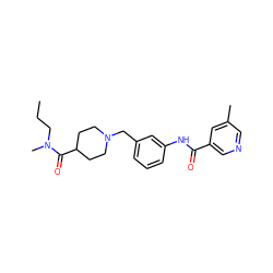 CCCN(C)C(=O)C1CCN(Cc2cccc(NC(=O)c3cncc(C)c3)c2)CC1 ZINC001772588856