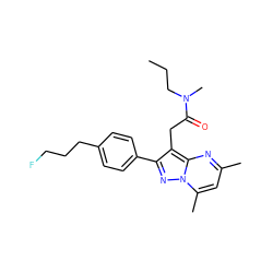 CCCN(C)C(=O)Cc1c(-c2ccc(CCCF)cc2)nn2c(C)cc(C)nc12 ZINC001772638887