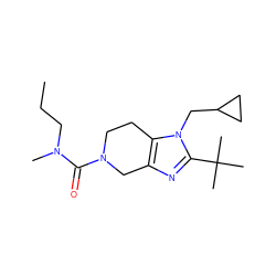 CCCN(C)C(=O)N1CCc2c(nc(C(C)(C)C)n2CC2CC2)C1 ZINC000042921835