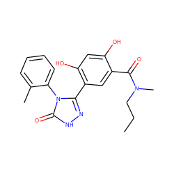 CCCN(C)C(=O)c1cc(-c2n[nH]c(=O)n2-c2ccccc2C)c(O)cc1O ZINC000043197274