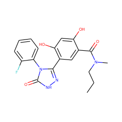 CCCN(C)C(=O)c1cc(-c2n[nH]c(=O)n2-c2ccccc2F)c(O)cc1O ZINC000168074145