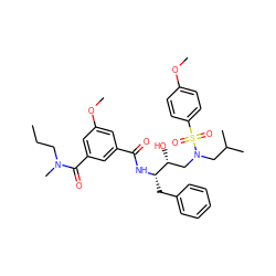 CCCN(C)C(=O)c1cc(OC)cc(C(=O)N[C@@H](Cc2ccccc2)[C@H](O)CN(CC(C)C)S(=O)(=O)c2ccc(OC)cc2)c1 ZINC000143951483