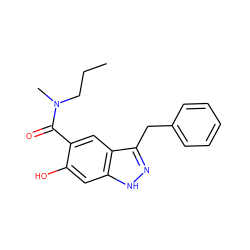 CCCN(C)C(=O)c1cc2c(Cc3ccccc3)n[nH]c2cc1O ZINC000084714157