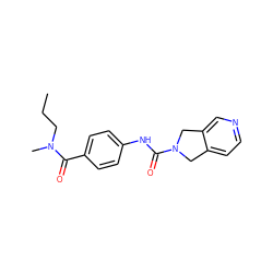 CCCN(C)C(=O)c1ccc(NC(=O)N2Cc3ccncc3C2)cc1 ZINC000167392130