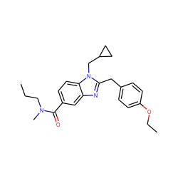 CCCN(C)C(=O)c1ccc2c(c1)nc(Cc1ccc(OCC)cc1)n2CC1CC1 ZINC000040847712