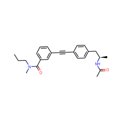 CCCN(C)C(=O)c1cccc(C#Cc2ccc(C[C@@H](C)NC(C)=O)cc2)c1 ZINC000113409310