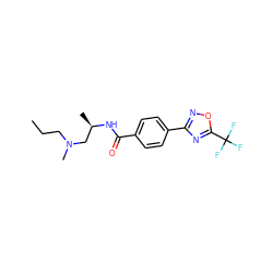 CCCN(C)C[C@@H](C)NC(=O)c1ccc(-c2noc(C(F)(F)F)n2)cc1 ZINC000142943924