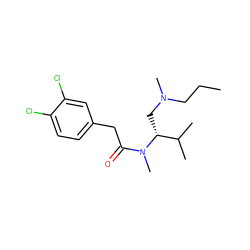 CCCN(C)C[C@H](C(C)C)N(C)C(=O)Cc1ccc(Cl)c(Cl)c1 ZINC000013446345