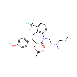 CCCN(C)CCN1C(=O)[C@H](OC(C)=O)[C@H](c2ccc(OC)cc2)Cc2c1cccc2C(F)(F)F ZINC000013450771