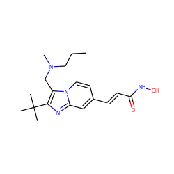 CCCN(C)Cc1c(C(C)(C)C)nc2cc(/C=C/C(=O)NO)ccn12 ZINC000136843138