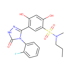 CCCN(C)S(=O)(=O)c1cc(-c2n[nH]c(=O)n2-c2ccccc2F)c(O)cc1O ZINC000043131923