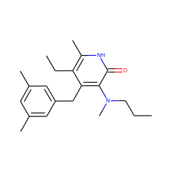 CCCN(C)c1c(Cc2cc(C)cc(C)c2)c(CC)c(C)[nH]c1=O ZINC000005883254