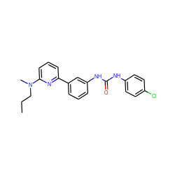 CCCN(C)c1cccc(-c2cccc(NC(=O)Nc3ccc(Cl)cc3)c2)n1 ZINC000299831477