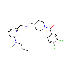 CCCN(C)c1cccc(CNCC2CCN(C(=O)c3ccc(Cl)c(Cl)c3)CC2)n1 ZINC000013782347