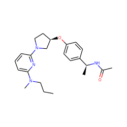 CCCN(C)c1cccc(N2CC[C@@H](Oc3ccc([C@H](C)NC(C)=O)cc3)C2)n1 ZINC000169709873