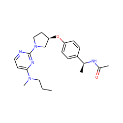 CCCN(C)c1ccnc(N2CC[C@@H](Oc3ccc([C@H](C)NC(C)=O)cc3)C2)n1 ZINC000261176563