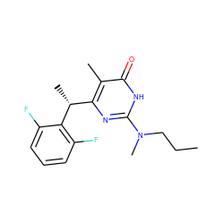 CCCN(C)c1nc([C@@H](C)c2c(F)cccc2F)c(C)c(=O)[nH]1 ZINC000028866724