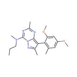 CCCN(C)c1nc(C)nc2c(-c3c(C)cc(OC)cc3OC)c(C)nn12 ZINC000040914236