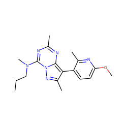 CCCN(C)c1nc(C)nc2c(-c3ccc(OC)nc3C)c(C)nn12 ZINC000040413489