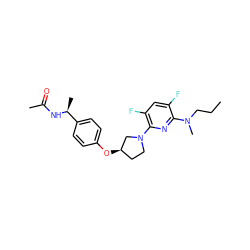 CCCN(C)c1nc(N2CC[C@@H](Oc3ccc([C@H](C)NC(C)=O)cc3)C2)c(F)cc1F ZINC000169709876