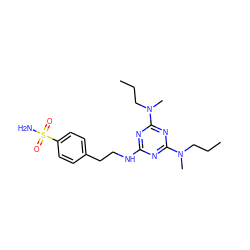 CCCN(C)c1nc(NCCc2ccc(S(N)(=O)=O)cc2)nc(N(C)CCC)n1 ZINC000028471858