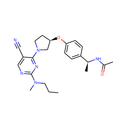 CCCN(C)c1ncc(C#N)c(N2CC[C@@H](Oc3ccc([C@H](C)NC(C)=O)cc3)C2)n1 ZINC000261181943