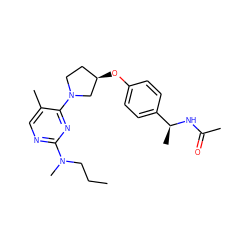 CCCN(C)c1ncc(C)c(N2CC[C@@H](Oc3ccc([C@H](C)NC(C)=O)cc3)C2)n1 ZINC000261189673