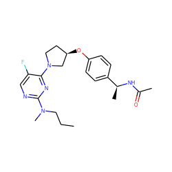 CCCN(C)c1ncc(F)c(N2CC[C@@H](Oc3ccc([C@H](C)NC(C)=O)cc3)C2)n1 ZINC000261186112