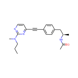 CCCN(C)c1nccc(C#Cc2ccc(C[C@@H](C)NC(C)=O)cc2)n1 ZINC000113413964